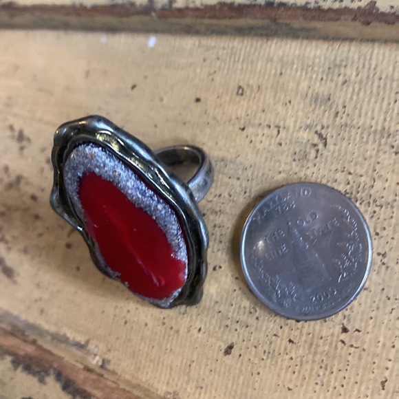 ASOS RING VINTAGE STYLE BOHO CHUNKY RING WOMENS L BRUSHED GOLD OVERSIZED - Picture 7 of 16